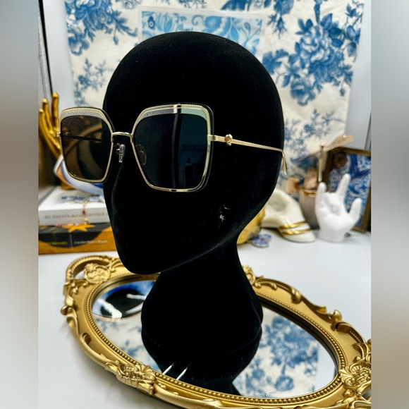 🆕 ALEXANDER MCQUEEN 🧿 NWOT AM0222SK 002 Gold Wire Rim & Silver Metal Sunglass - Picture 7 of 15